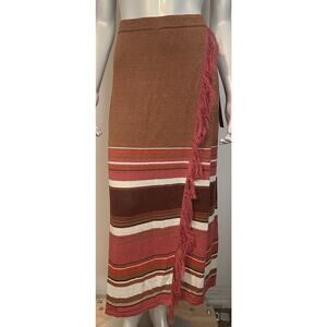 Double D Ranch Monument Pass Skirt 1X NWT Orange Brown Stripe Fringe